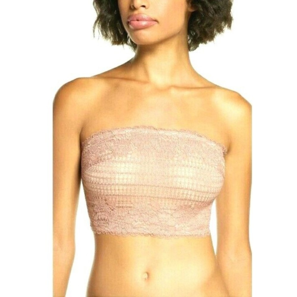 Free People Bralette M Camila Bandeau Crochet Lace Bra Top Vintage Rose Size M - Picture 3 of 8